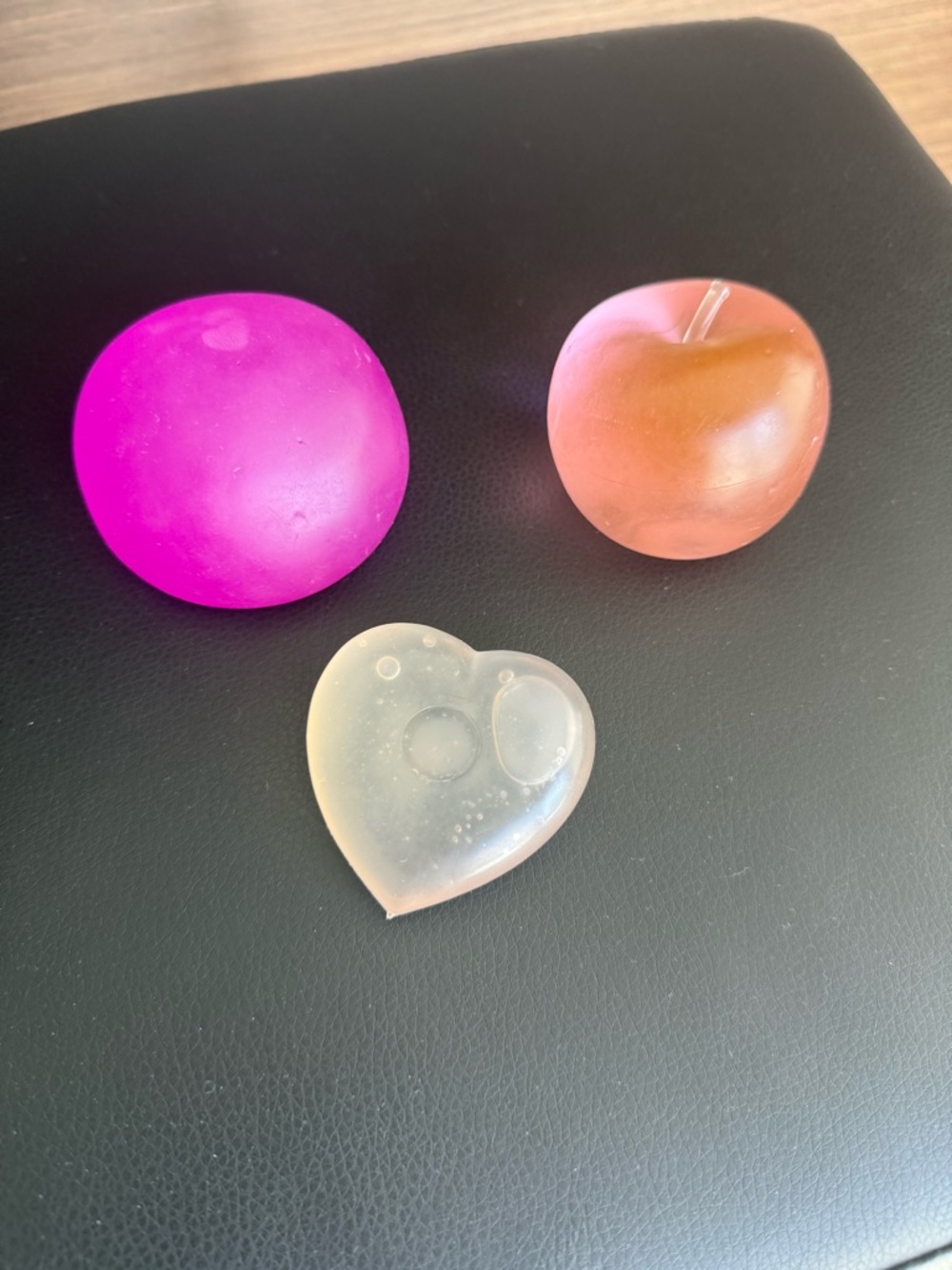 Set of 3 Assorted sugar felt mushy Hearts & Fruit  - Pink, light pink , Clear